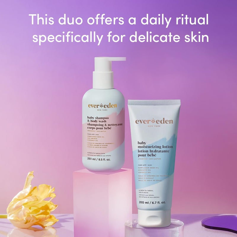 Evereden Baby Bathtime DUO Baby Lotion for Newborn and 2in1 Newborn Shampoo and Body Wash Set Soothing Cleansing Hydrating Shampoo and Lotion - Image 2