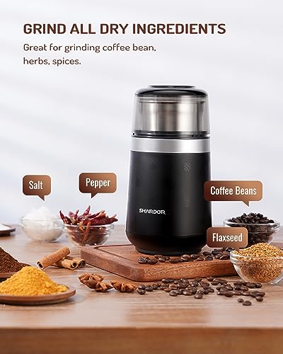 SHARDOR Super Silent Coffee Grinder, Herb, Spice, Electric Coffee Bean & Espresso Grinder with 1 Removable Stainless Steel Bowl - Image 4
