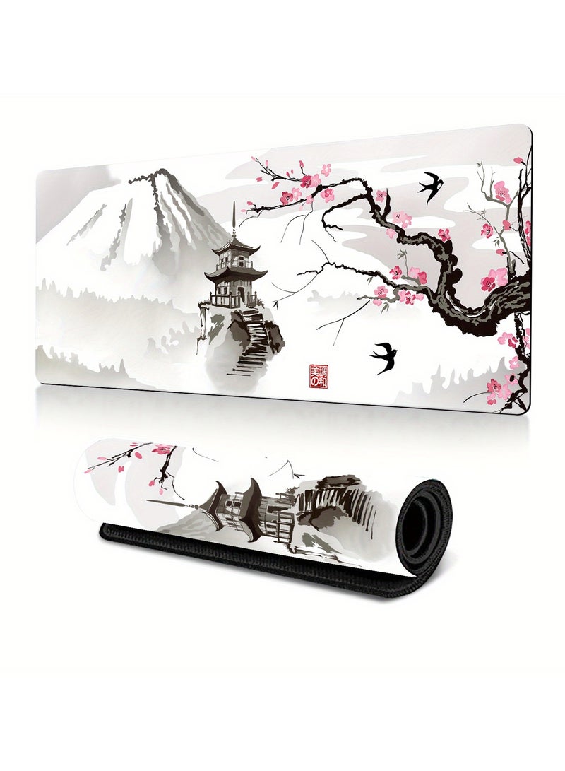 Captaintech Blossom Gaming Mouse Pad (800x300mm) - Non-Slip Rubber Base Desk Mat with Stitched Edges for Office & Home Use - Image 1