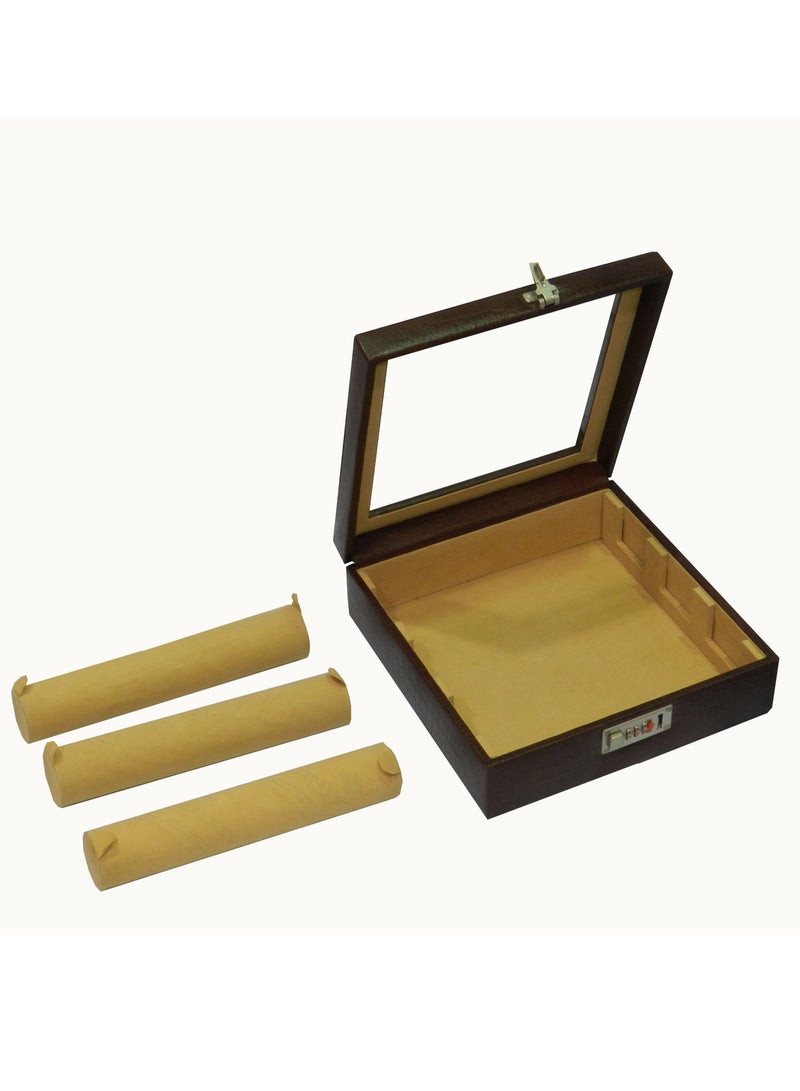 LAVERI LEATHER Laveri Genuine Leather Bracelet Jewelry Box with 3 Removable Rolls - Holder Stores Bracelets, Bangles & Watches Bangle Vanity Box REMOVABLE Vanity Box Removable Vanity Box - Image 3