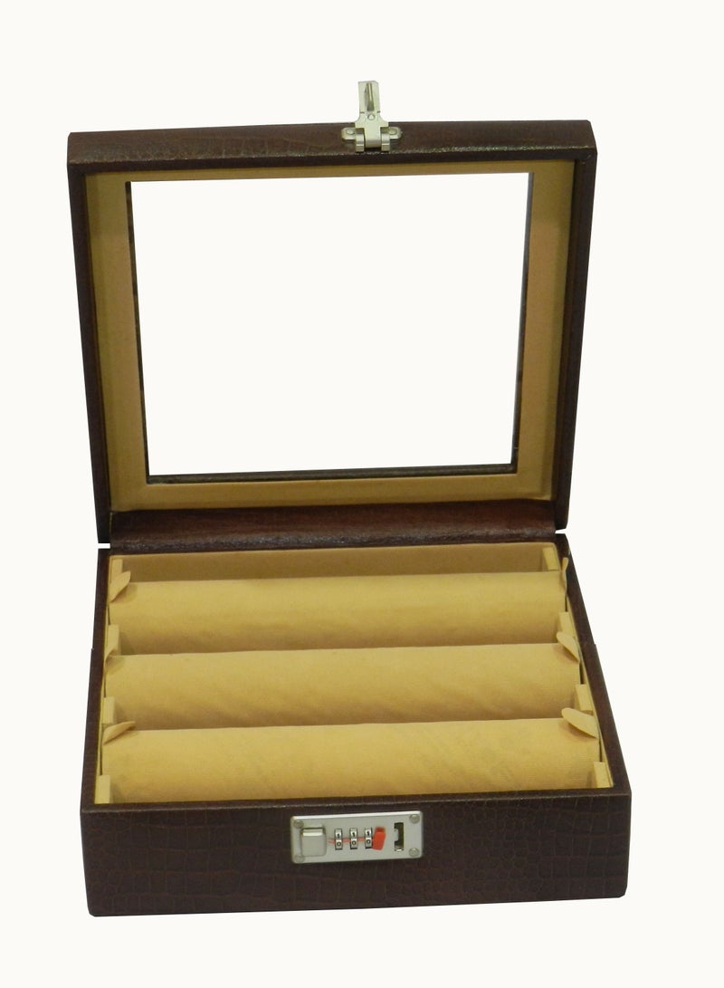 LAVERI LEATHER Laveri Genuine Leather Bracelet Jewelry Box with 3 Removable Rolls - Holder Stores Bracelets, Bangles & Watches Bangle Vanity Box REMOVABLE Vanity Box Removable Vanity Box - Image 1