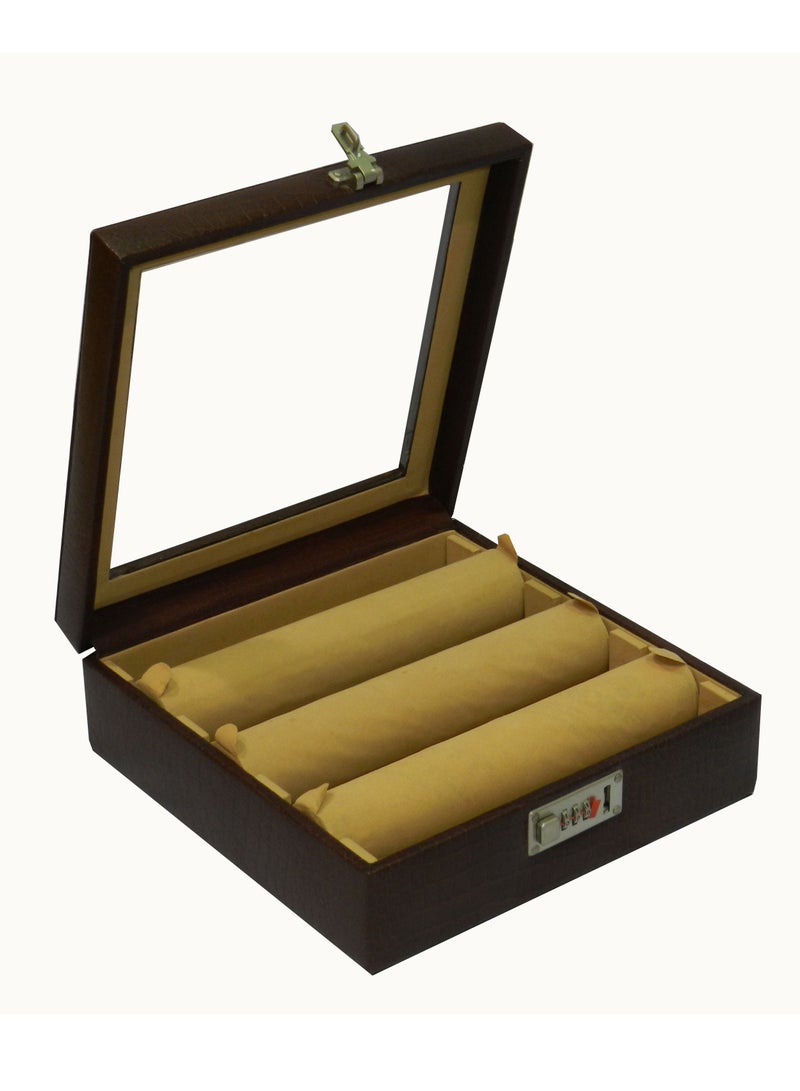 LAVERI LEATHER Laveri Genuine Leather Bracelet Jewelry Box with 3 Removable Rolls - Holder Stores Bracelets, Bangles & Watches Bangle Vanity Box REMOVABLE Vanity Box Removable Vanity Box - Image 4