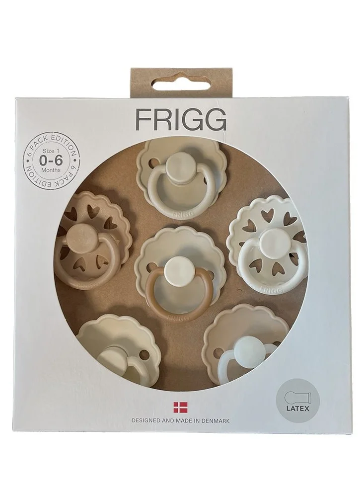 FRIGG Round Latex Baby Pacifier 0-6M 6-Pack Cinnamon Charm - Size 1