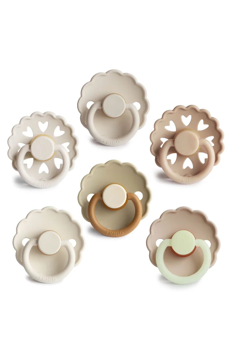 FRIGG Round Latex Baby Pacifier 0-6M 6-Pack Cinnamon Charm - Size 1