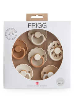 FRIGG Round Latex Baby Pacifier 0-6M 6-Pack Cinnamon Charm - Size 1  - Image 1