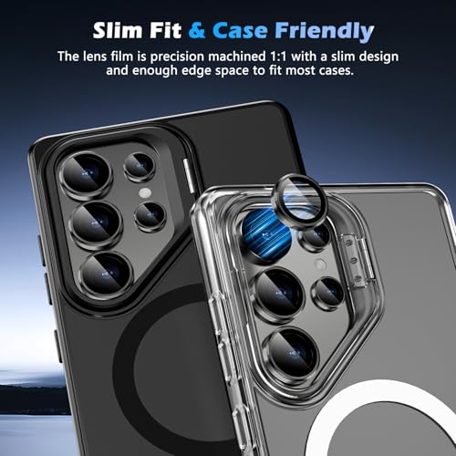 imluckies for Samsung Galaxy S25 Ultra Camera Lens Protector, AR+AF Tempered Glass & 9H Anti-Scratch Metal Individual Lens Cover, HD Clear Camera Protection for S25Ultra, Titanium Black - Image 3