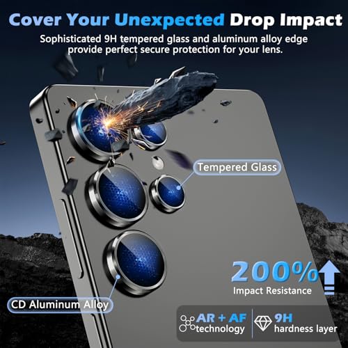 imluckies for Samsung Galaxy S25 Ultra Camera Lens Protector, AR+AF Tempered Glass & 9H Anti-Scratch Metal Individual Lens Cover, HD Clear Camera Protection for S25Ultra, Titanium Black - Image 5