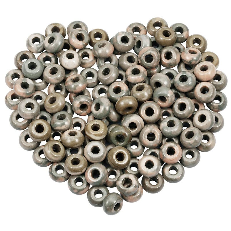 SUNYIK Zebra Jasper Large Hole 5mm Rondelle Loose Charms European Bead fits BraceletJewelry Makings Pack of 20