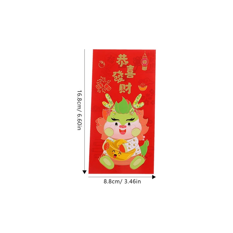 2024 Lunar New Year Red Envelopes 6pcs Gold Foil Dragon Design Chinese Red Packets - Image 3