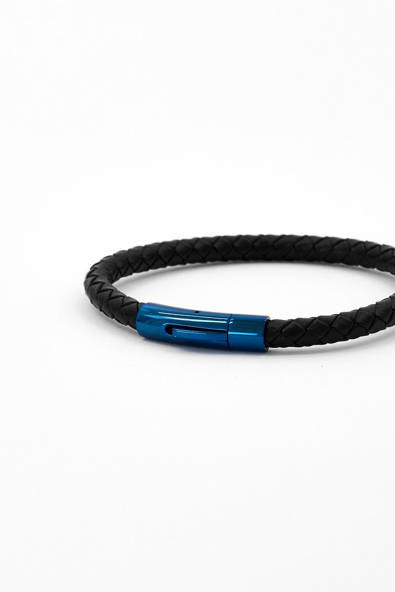 Steeltime Men Genuine Leather Bracelet, Black - Image 3