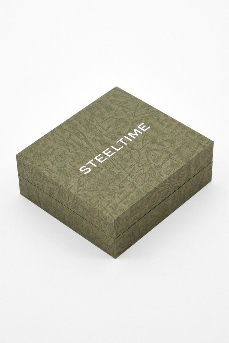 Steeltime Men Genuine Leather Bracelet, Black - Image 2