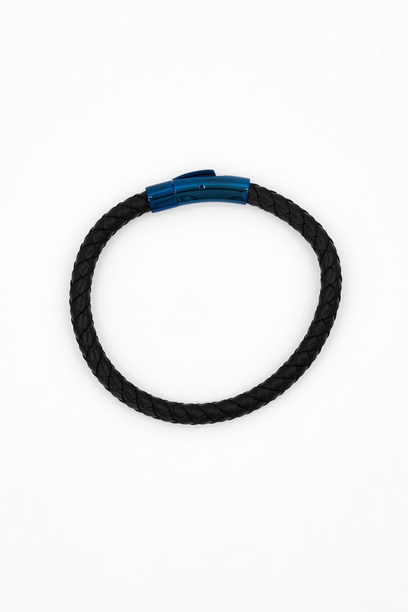 Steeltime Men Genuine Leather Bracelet, Black - Image 4