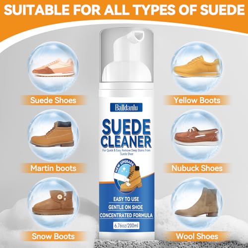 Balldanlu Suede and Nubuck Cleaner, 6.76 Oz Suede Shoe Cleaner with Brush and Towel, No-Rinse Foam Shoe Cleaner Kit for Leather, Boots, Knit, Canvas, Nubuck, Fabric, Tennis - Image 4