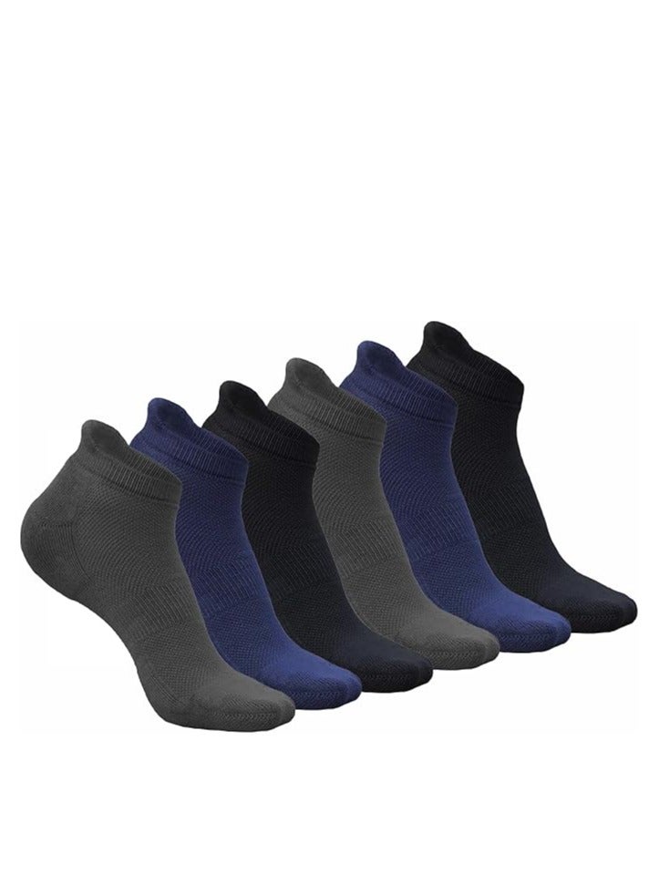 Diamond Toe 6 Pairs Men's Ankle Stopper Cushioned Socks - Comfortable & Breathable Athletic Sports Socks For Men - Size EU 40-45 (Multi - 6 Pairs) - Image 1