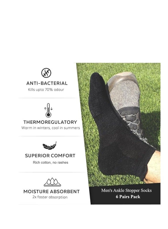 Diamond Toe 6 Pairs Men's Ankle Stopper Cushioned Socks - Comfortable & Breathable Athletic Sports Socks For Men - Size EU 40-45 (Multi - 6 Pairs) - Image 3