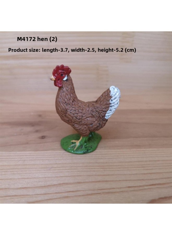 Simulation Farm PVC Small Animal Farm Poultry Toy Simulation Rabbit Cat Cattle Horse Sheep Chicken Duck Goose Dog Model-Color:M4172 Hen (2)(13.1g) - Image 1