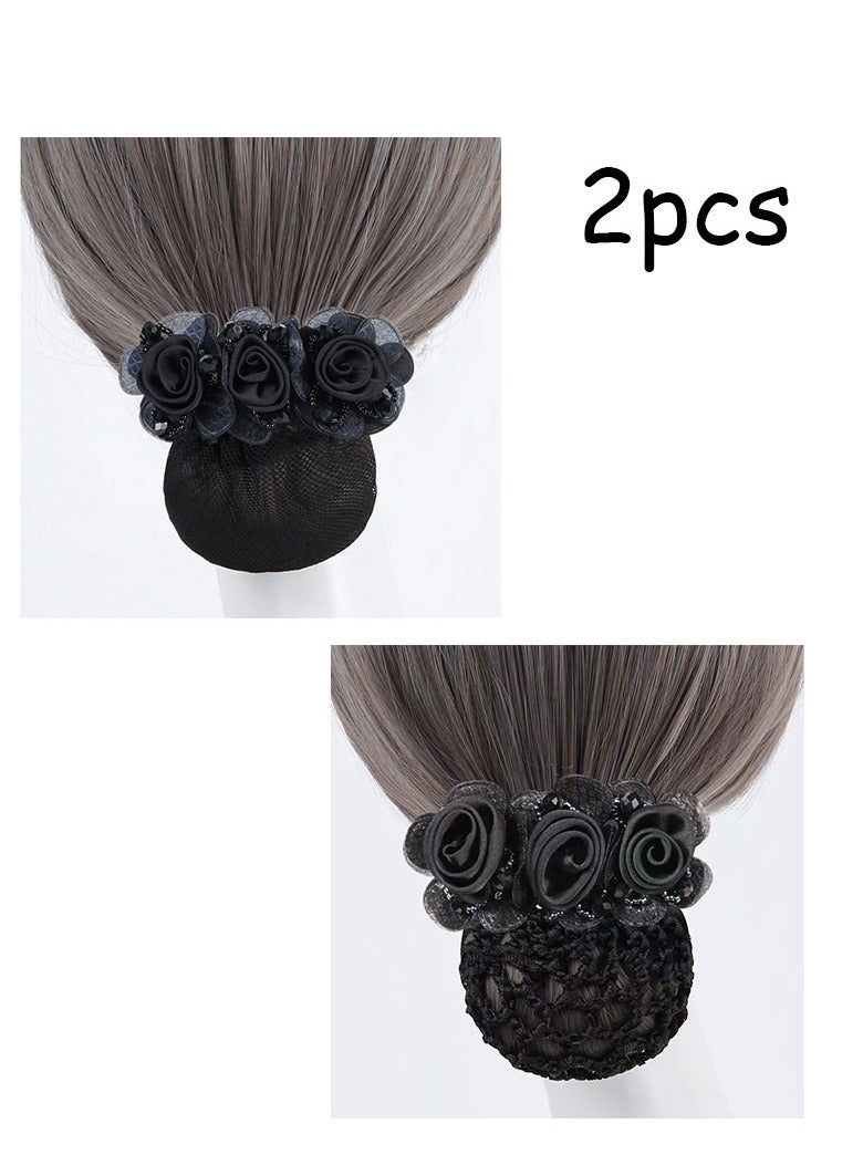 Flower Hair Clip Hair Bun Cover Barrettes Net Hairnet, Elegant Flower Decor Hair Accessories Hair Clip - Image 1
