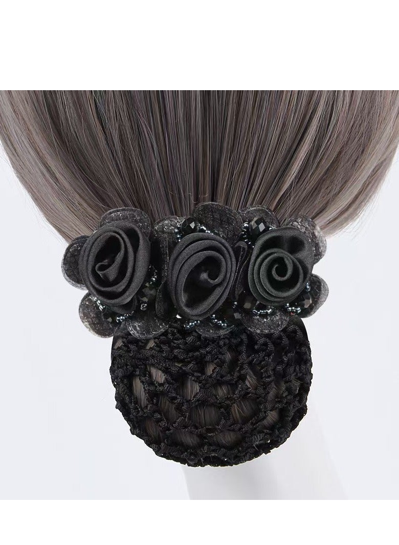 Flower Hair Clip Hair Bun Cover Barrettes Net Hairnet, Elegant Flower Decor Hair Accessories Hair Clip - Image 3