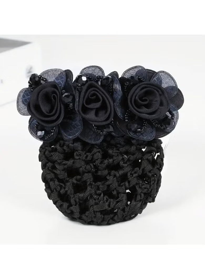 Flower Hair Clip Hair Bun Cover Barrettes Net Hairnet, Elegant Flower Decor Hair Accessories Hair Clip - Image 5