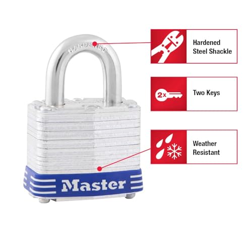 Master Lock 5D Outdoor Padlock with Key, 1 Pack, Silver - Image 2