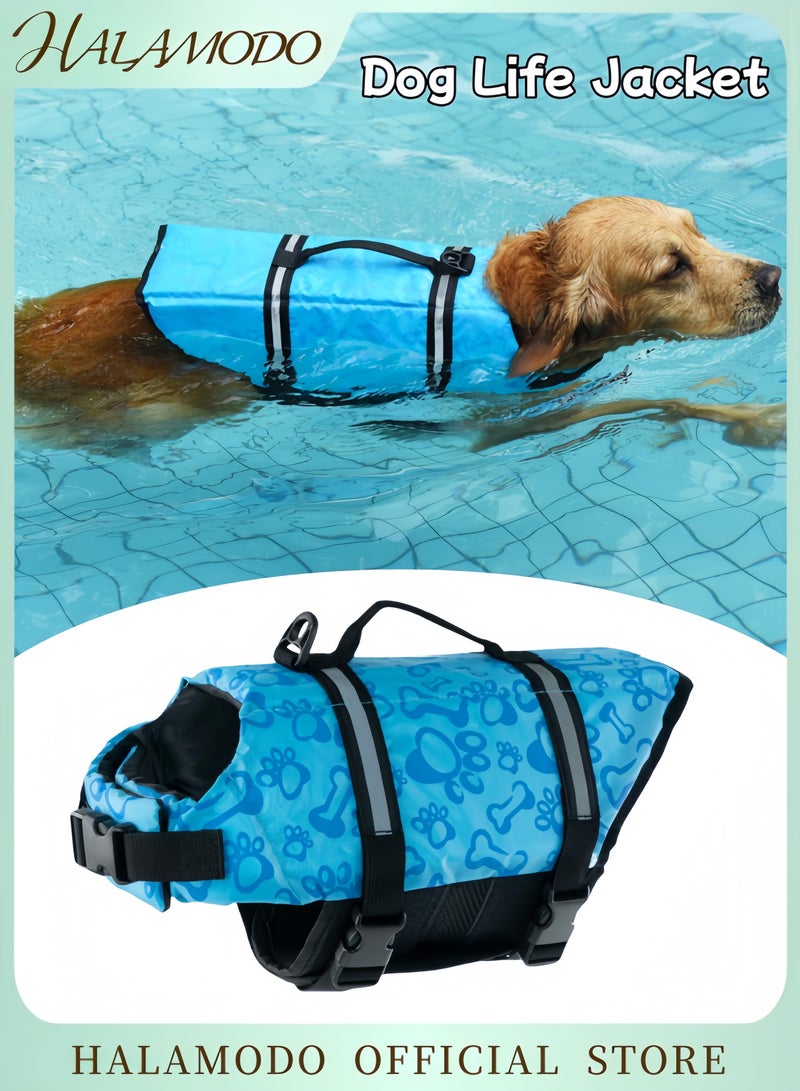HALAMODO Pet Life Jacket Adjustable Safety Vest for Dogs and Cats Reflective Swim Vest for Boating Pet Lifesaver Swimsuit with Handle Flotation Coat for Swimming  - Image 1