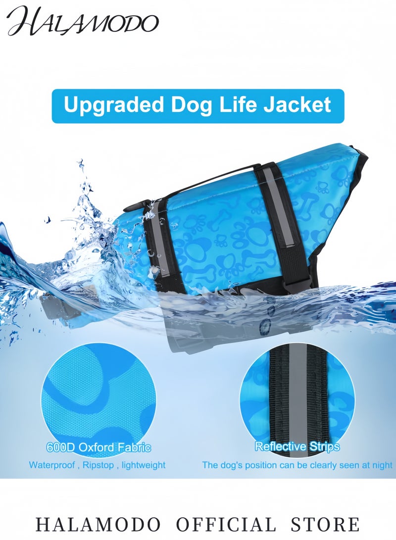 HALAMODO Pet Life Jacket Adjustable Safety Vest for Dogs and Cats Reflective Swim Vest for Boating Pet Lifesaver Swimsuit with Handle Flotation Coat for Swimming  - Image 2