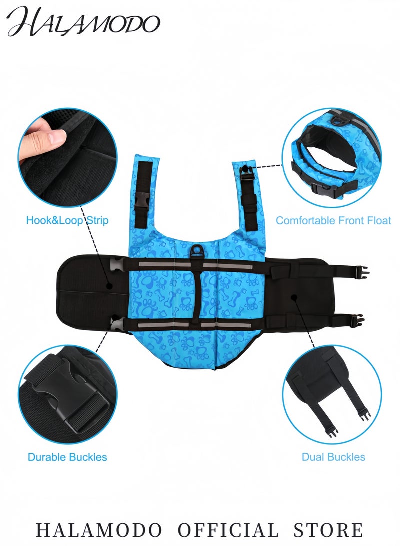 HALAMODO Pet Life Jacket Adjustable Safety Vest for Dogs and Cats Reflective Swim Vest for Boating Pet Lifesaver Swimsuit with Handle Flotation Coat for Swimming  - Image 4