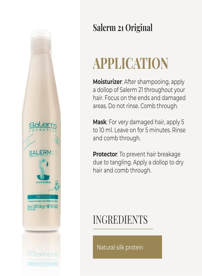 SALERM - Instant Hair Conditioner 21 Silk Protein - 250 ml - Leave-In or Rinse-Out Conditioner - with Silk Proteins - Heat Protector and Hydrating - Image 4