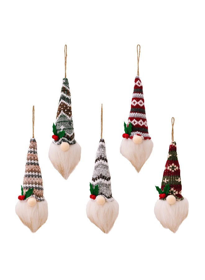 HI-FINE 5 قطع زينة عيد الميلاد زينة جنوم عيد الميلاد المعلقة جنوم سويدي مصنوع يدويًا جنوم قماش سانتا إلف زينة شجرة عيد الميلاد زينة العطلات زينة عيد الميلاد المنزلية - Image 1