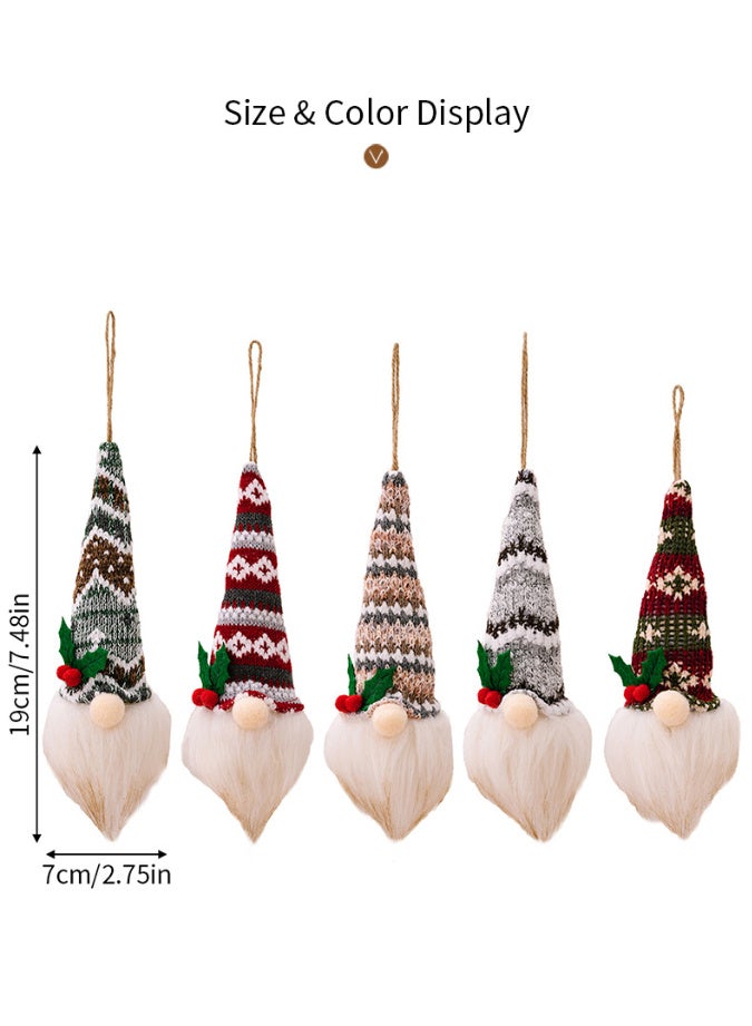 HI-FINE 5 قطع زينة عيد الميلاد زينة جنوم عيد الميلاد المعلقة جنوم سويدي مصنوع يدويًا جنوم قماش سانتا إلف زينة شجرة عيد الميلاد زينة العطلات زينة عيد الميلاد المنزلية - Image 4