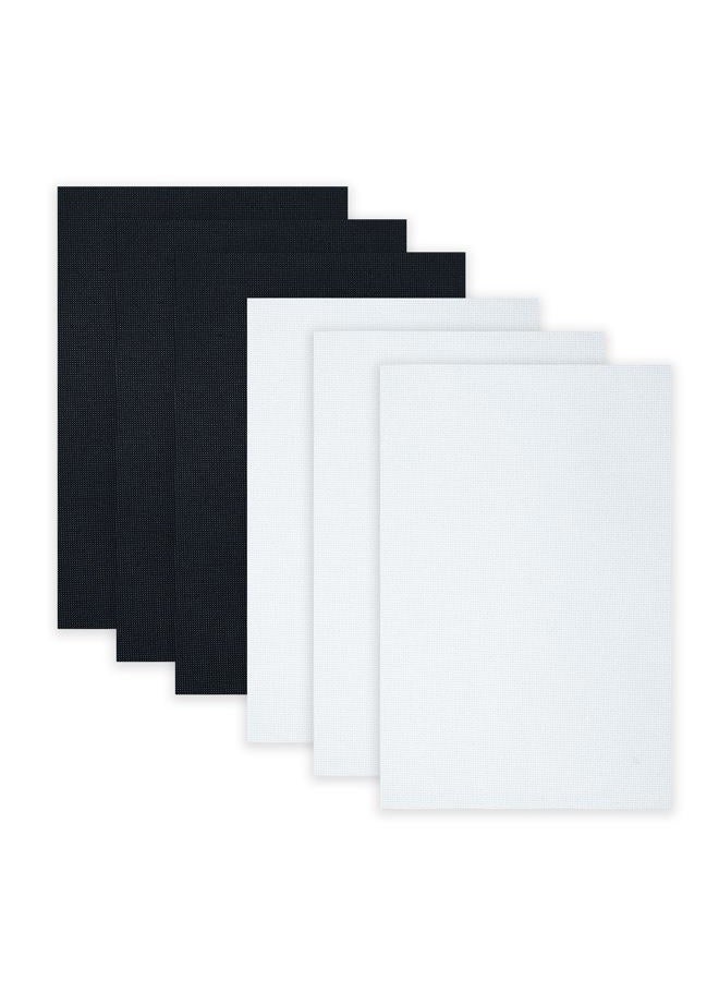Murtenze 6 Pieces Classic Aida Cloth, 11 Count Cross Stitch Fabric White&Black Aida Fabric, Large Embroidery Cloth for Home DIY Embroidery Decoration - Image 1