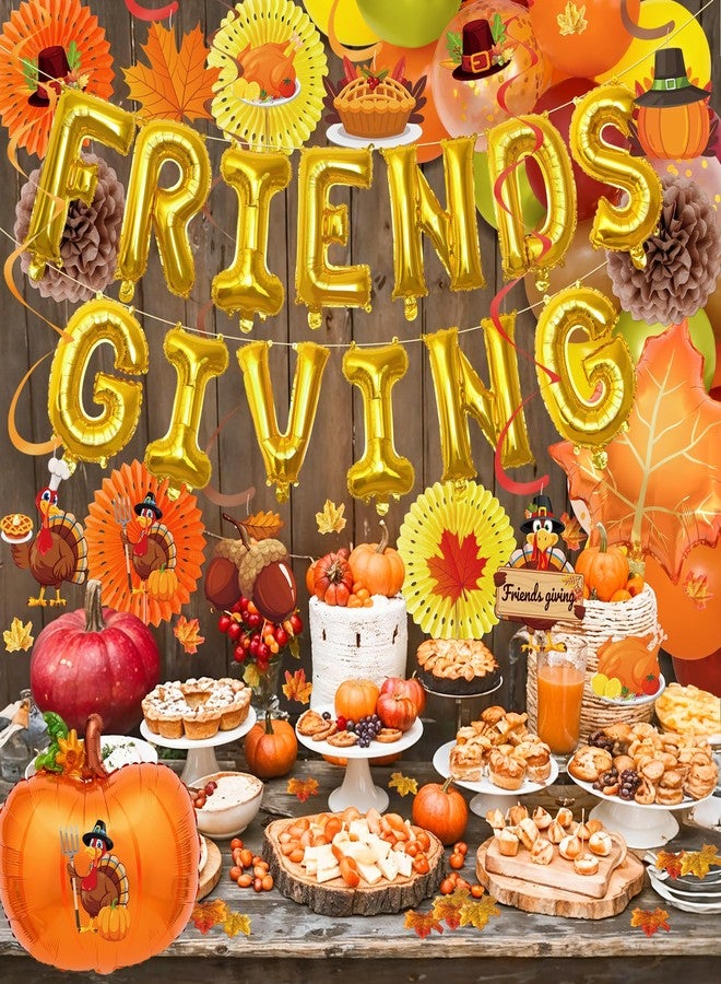 Kriyokiaa Friendsgiving Decorations 123 Pcs Friendsgiving Party Decor with Foil Balloon Letters “FRIENDS GIVING”, Balloons, Foil Fringe Curtain & Party Supplies for Thanksgiving Friends Gathering - Image 2