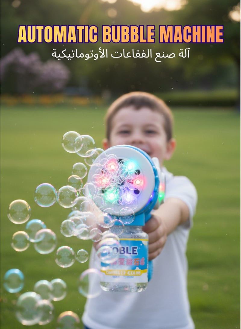 فيكسا برو مسدس فقاعات LED أوتوماتيكي للأطفال مع زجاجة محلول، آلة فقاعات متعددة الفتحات - وردي - Image 4