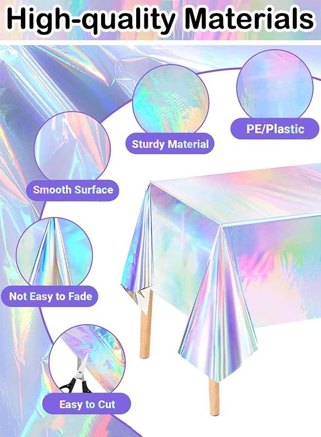 YIM-VIBEHAUS 3 Pieces Plastic Tablecloths Disposable Laser Holographic Table Covers Holographic Foil Tablecloth, 54" x 108" Rectangle Party Table Cloth for Birthday,Parties, Weddings, and Events Decorations - Image 2
