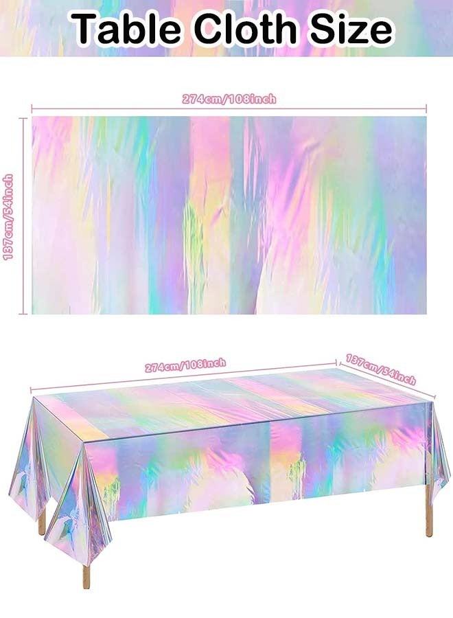 YIM-VIBEHAUS 3 Pieces Plastic Tablecloths Disposable Laser Holographic Table Covers Holographic Foil Tablecloth, 54" x 108" Rectangle Party Table Cloth for Birthday,Parties, Weddings, and Events Decorations - Image 5