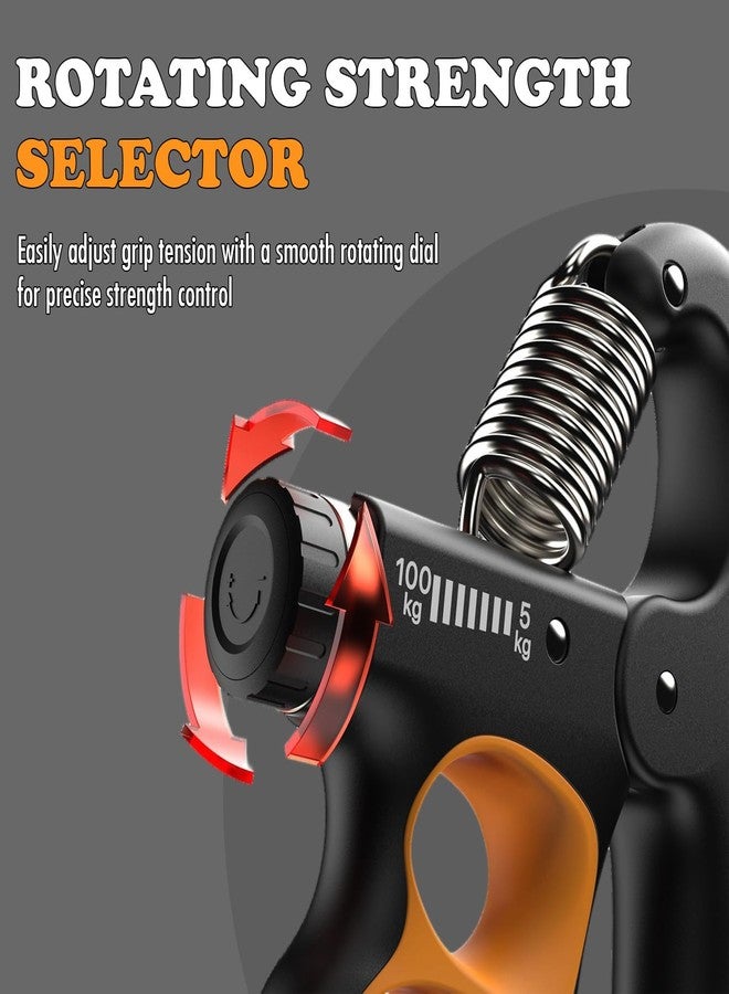 FixFit Solutions Adjustable Grip Strength Trainer Hand Gripper for Grip Strength, Forearm & Wrist Strengthener, Hand Exerciser for Strength Training & Therapy 11-220Lbs(5-100KG) | Orange - Image 4