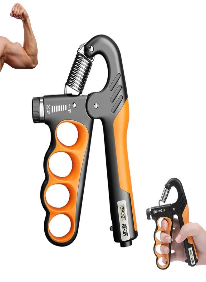 FixFit Solutions Adjustable Grip Strength Trainer Hand Gripper for Grip Strength, Forearm & Wrist Strengthener, Hand Exerciser for Strength Training & Therapy 11-220Lbs(5-100KG) | Orange - Image 1