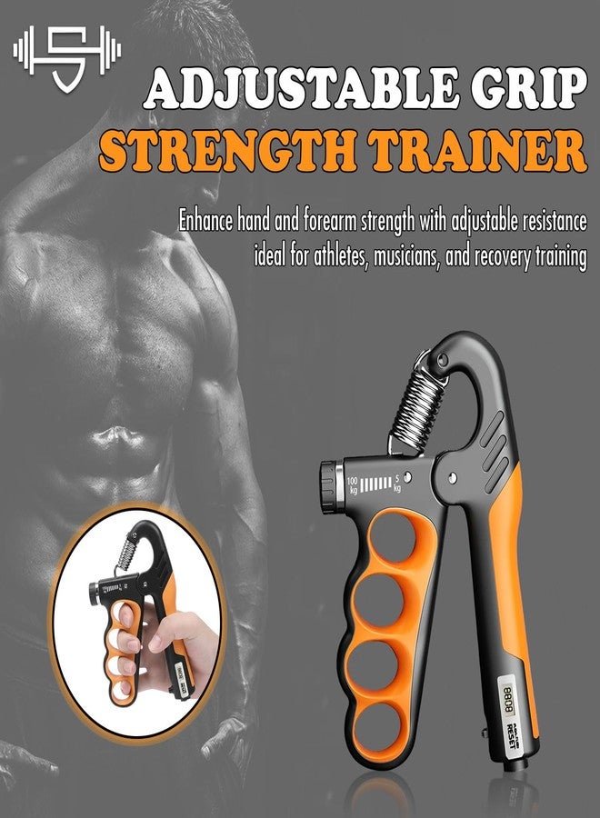 FixFit Solutions Adjustable Grip Strength Trainer Hand Gripper for Grip Strength, Forearm & Wrist Strengthener, Hand Exerciser for Strength Training & Therapy 11-220Lbs(5-100KG) | Orange - Image 2