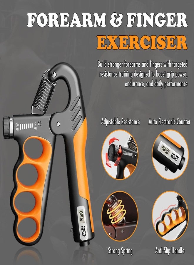 FixFit Solutions Adjustable Grip Strength Trainer Hand Gripper for Grip Strength, Forearm & Wrist Strengthener, Hand Exerciser for Strength Training & Therapy 11-220Lbs(5-100KG) | Orange - Image 3