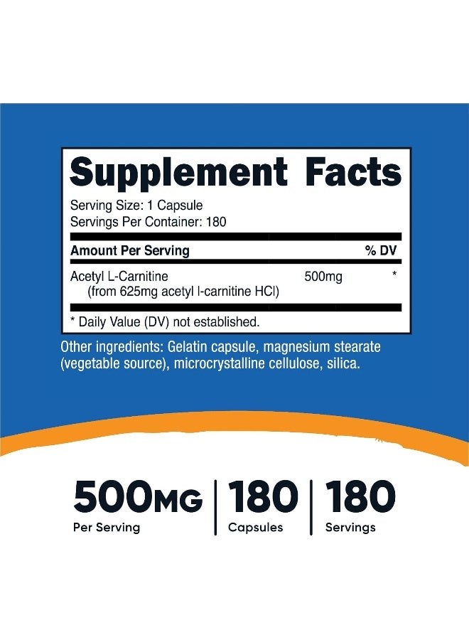Nutricost Acetyl Lcarnitine 500Mg Nongmo Glutenfree 180 Capsules - Image 2