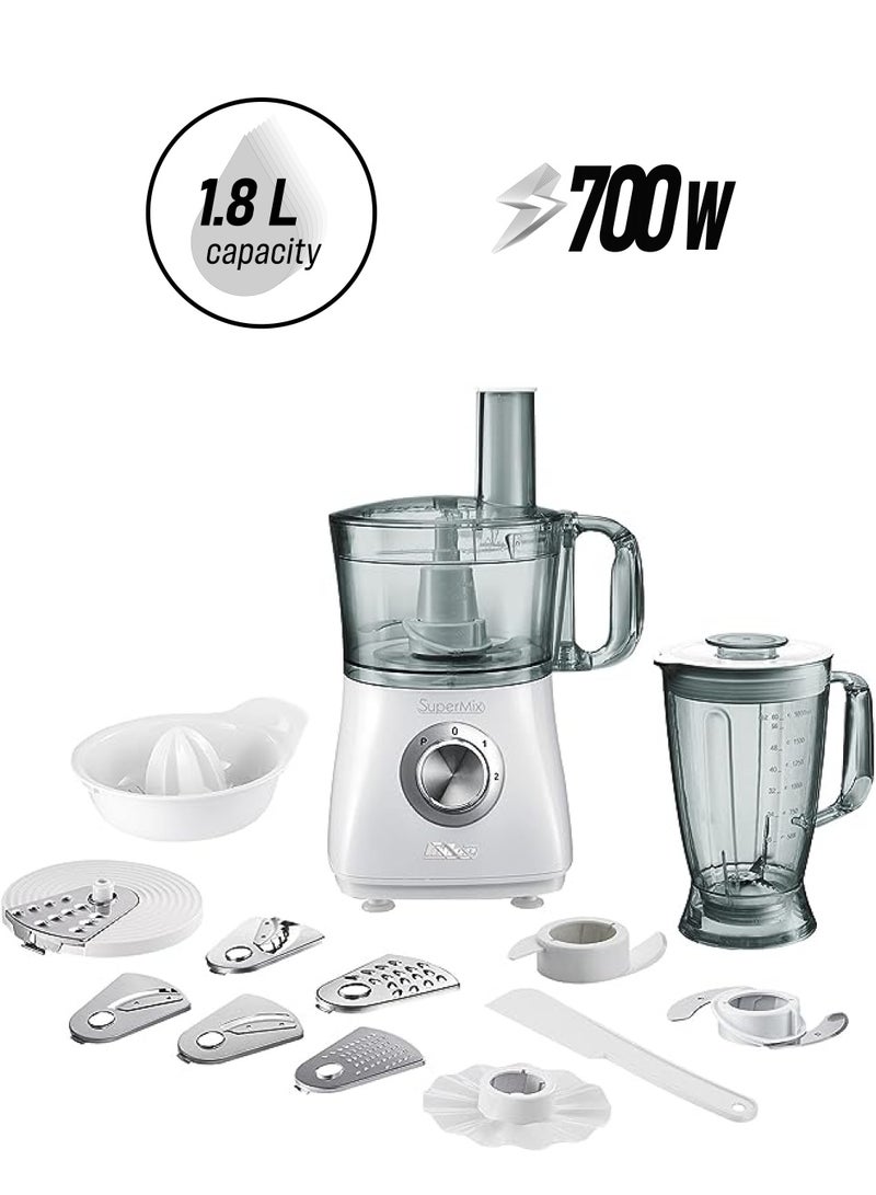 IAF Germany 700W Multi-functional Food Processor with 9 Blades, 1.8L Blender, Citrus Juicer, French Fry Disk, Dough Maker Blade, Emulsify Disk, Spatula, FPB200, 2Y Guarantee-UAE Version (White) - Image 1