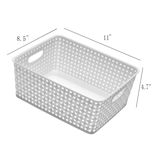 Eslite Plastic Storage Baskets for Organizing,11"X8.5"X4.7",Pack of 4 (White) - Image 3