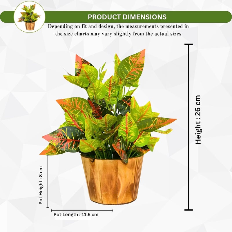 fancymart Artificial Plant Leaves in Wooden Pot Perfect Potted Decoration for Home Living Room & Office Spaces Décor Height - 26cm - Image 4