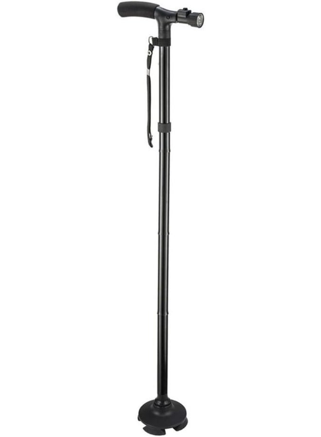 LED Light Old Man Safety Walking Stick T Handle Trekking Hiking Poles Cane Folding Stable Base For Elders Stability - Image 1