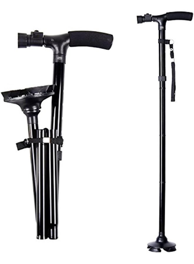 LED Light Old Man Safety Walking Stick T Handle Trekking Hiking Poles Cane Folding Stable Base For Elders Stability - Image 2