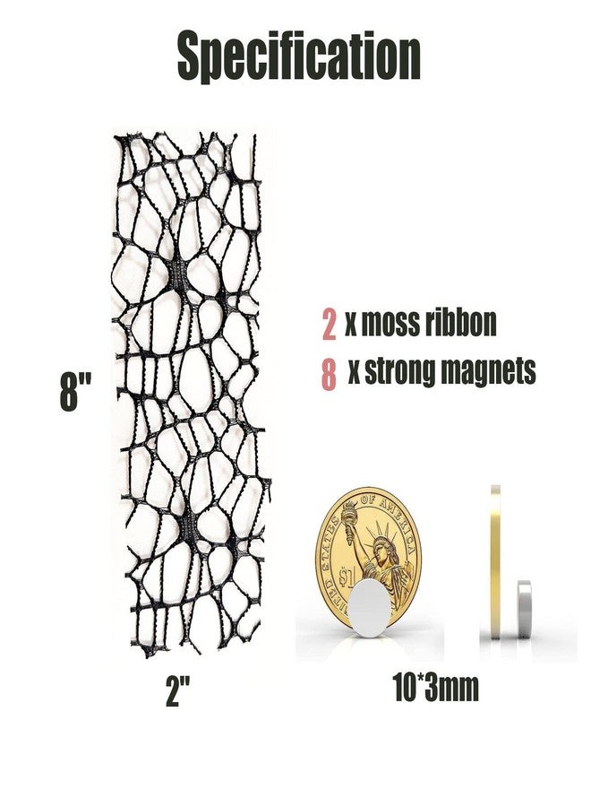JILINWEI 2Set Tarantula Enclosure Accessories,Jumping Spider Praying Mantis Habitat Decor Climbing Moss Ribbon for Hide,Tarantula Pet Praying Mantis Webbed Moss Ribbon with Magnet,Black - Image 5