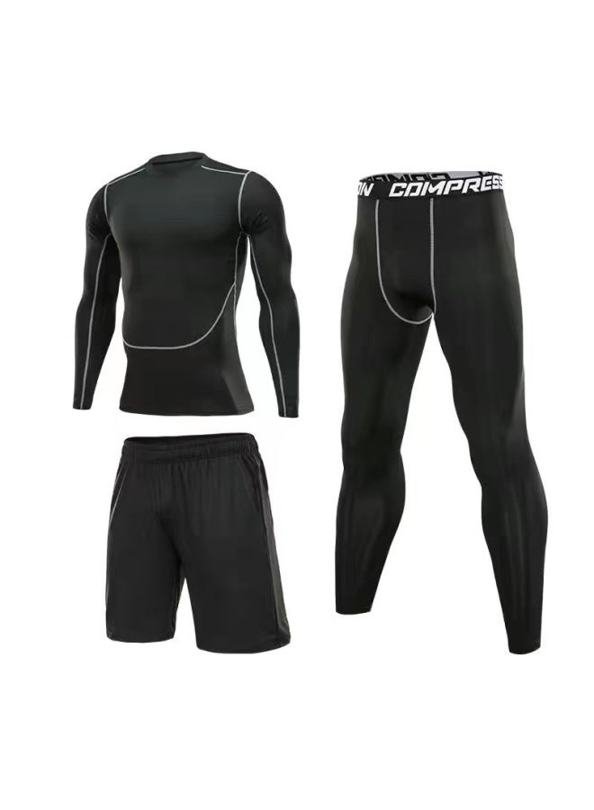 Loquat Swimsuit Men's Top Anti-embarrassment Adult Swimming Diving Suit Suit Summer Men's Swimming Trunks Men's Full Body Sun Protection Long Sleeve-Color:Long Sleeve Three-piece Suit- - Image 1