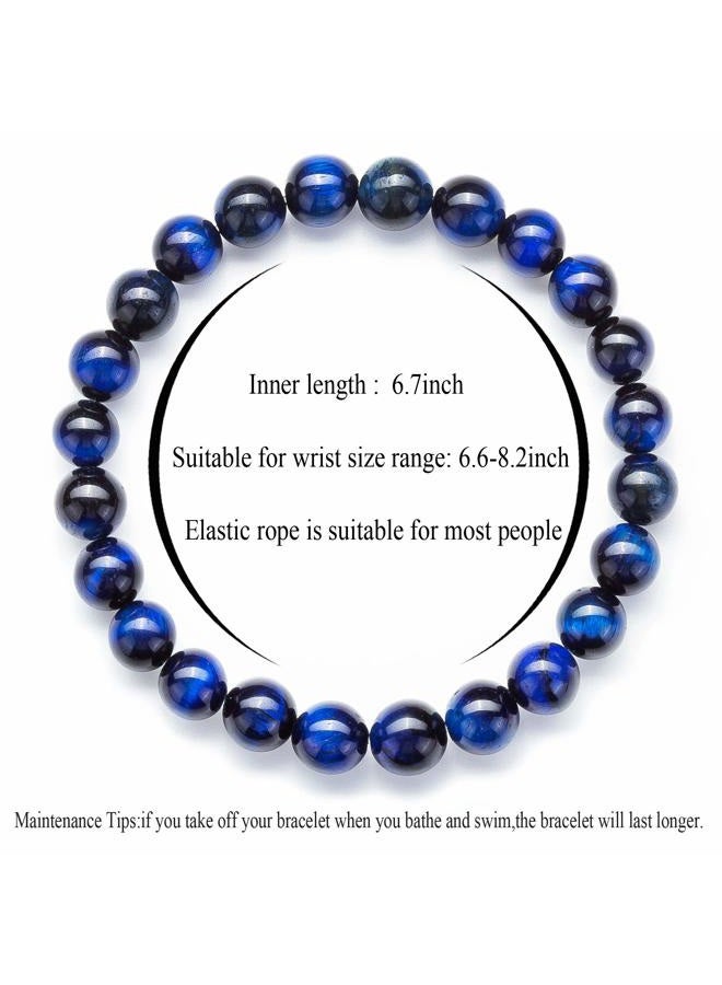 Hamoery Men Women 8mm Natural Stone Lava Rock Diffuser Bracelet Elastic Yoga Agate Beads Bracelet Bangle - Image 3