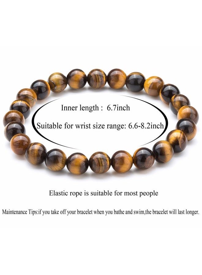 Hamoery Men Women 8mm Natural Stone Lava Rock Diffuser Bracelet Elastic Yoga Agate Beads Bracelet Bangle - Image 4