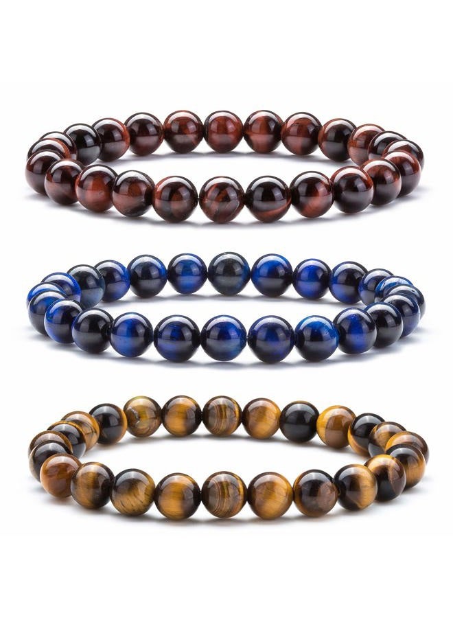 Hamoery Men Women 8mm Natural Stone Lava Rock Diffuser Bracelet Elastic Yoga Agate Beads Bracelet Bangle - Image 1